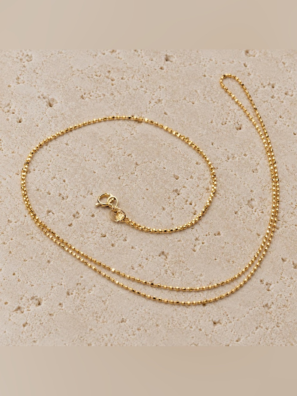 14K Real Solid Gold 1mm Shimmery Ball chain Necklace 20”